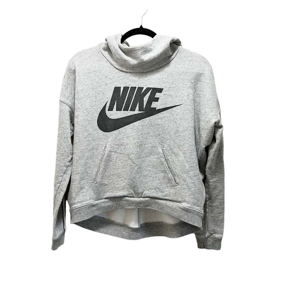 Nike Sweatshirt Hoodie Jacket Gray Fleece Cotton Pullover Sportswear Sz XS